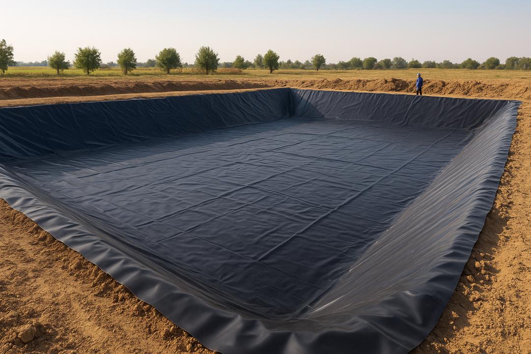 اجرای ژئوممبران PVC در استخر کشاورزی